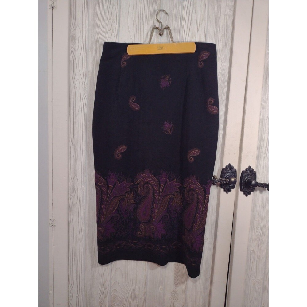RL Richard Paisley Maxi Skirt Womens 16 velvet Purple
